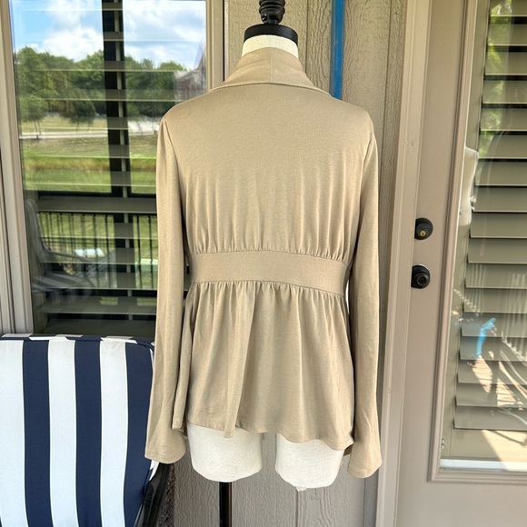 CONVERSE One Star ⭐️ Ladies Tan Belted Shawl Collar Wrap Cardigan - Sz SML - Picture 8 of 13